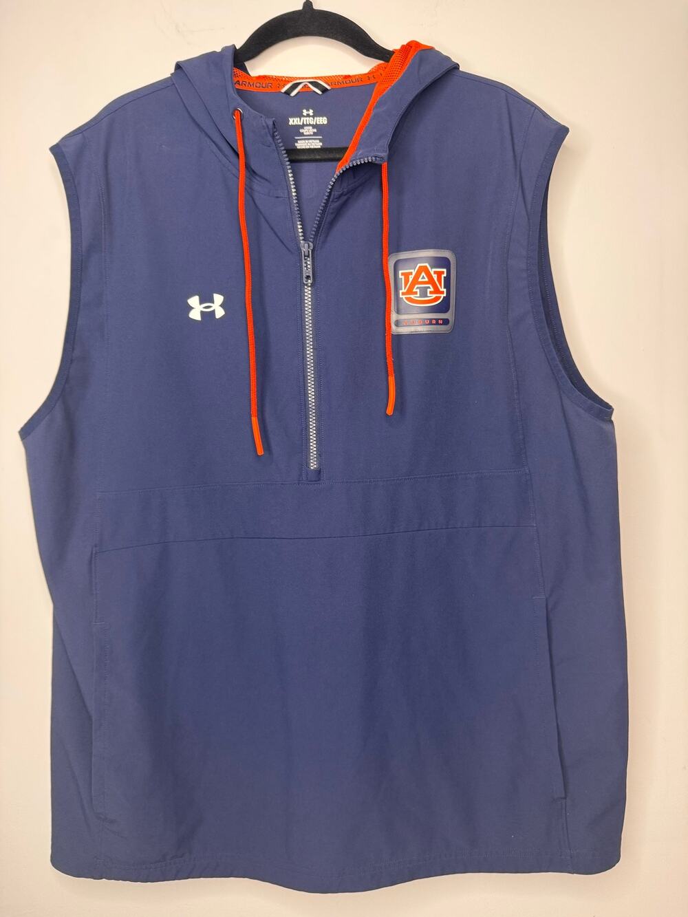 Under Armour Auburn Tigers Vest XXL Navy Blue Pullover Hooded 1/2 Zip